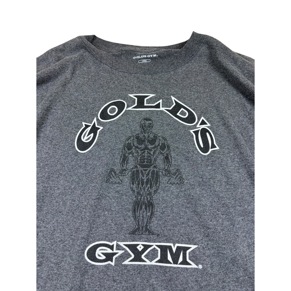 Golds Gym Mens Graphic Long Sleeve T-Shirt Charcoal Heather Grey Size Large